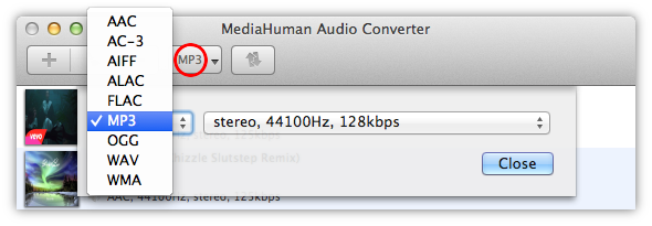 Select MP3 format