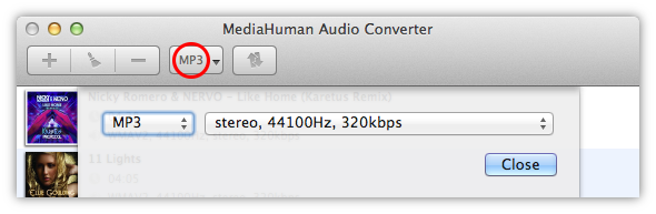 Select output format