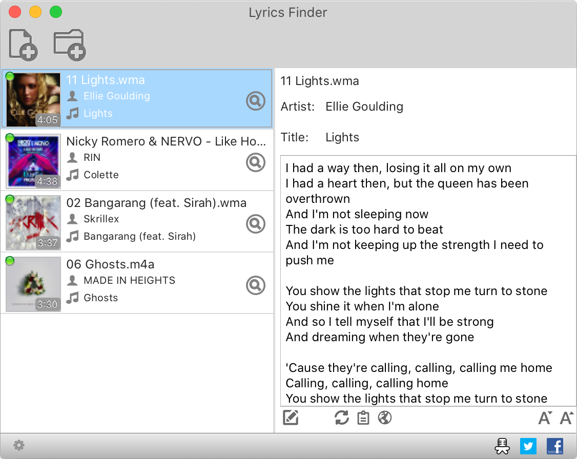 Lyrics Finder on Mac